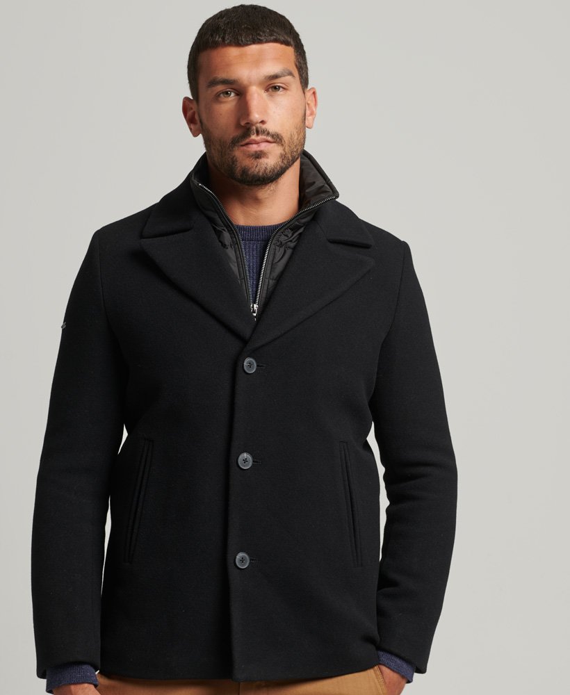 verjaardag Plantage Bliksem Mens - Detachable Lining Short Wool Coat in Black | Superdry