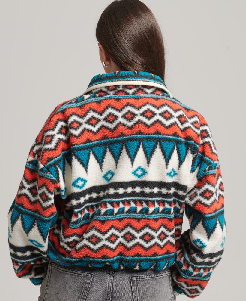 Womens - Printed Half Zip Fleece Top in Navis Print | Superdry UK