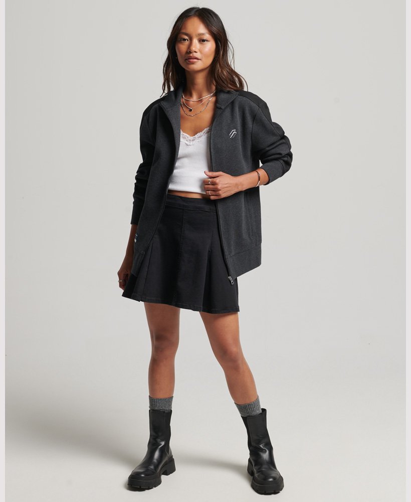 Women’s Oversized Track Jacket in Darkest Charcoal Marl Superdry