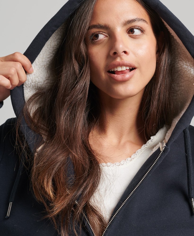 Womens Essential Lined Zip Hoodie in Navy Superdry