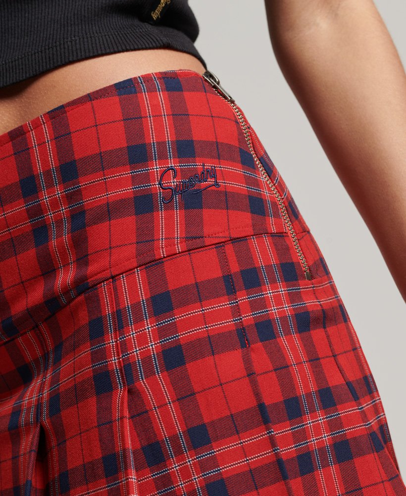 Womens Check Pleat Mini Skirt in Red Superdry