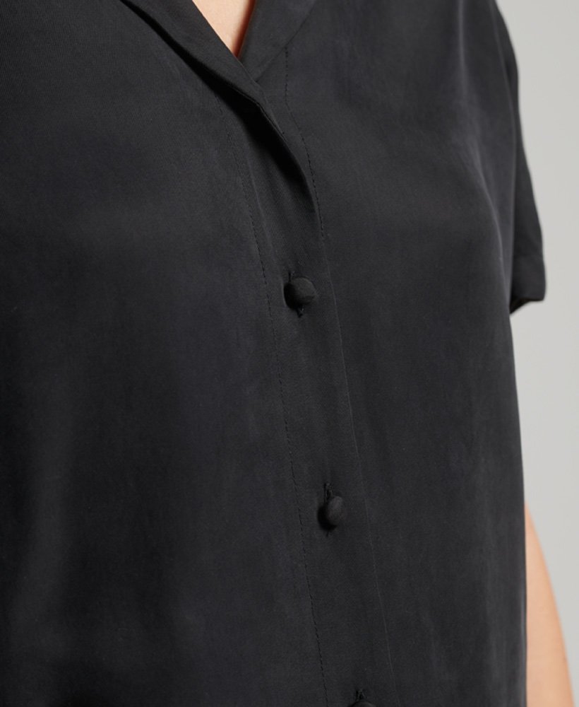 Womens - Short Sleeve Cupro Shirt in Black | Superdry UK
