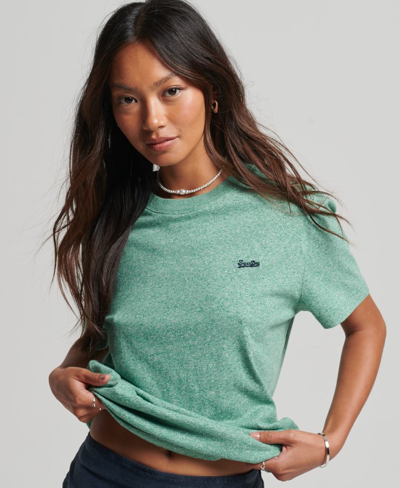 Women's Organic Cotton Loose Fit Vintage Logo TShirt in Green