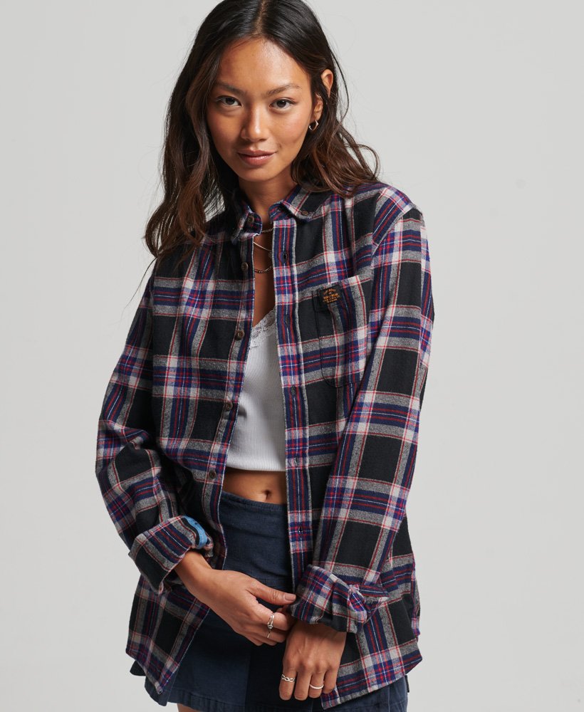 Womens - Organic Cotton Oversized Lumberjack Shirt in Navy | Superdry