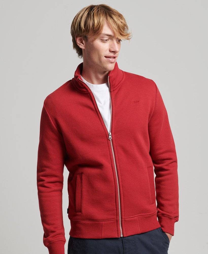 Mens - Organic Cotton Vintage Logo Zip Track Top in Track Red Marl ...