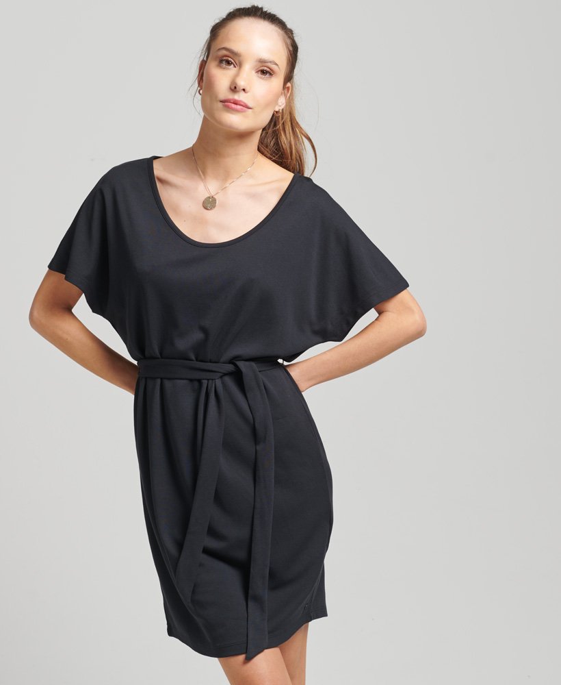 Womens - Tie Waist Mini Dress in Black | Superdry UK