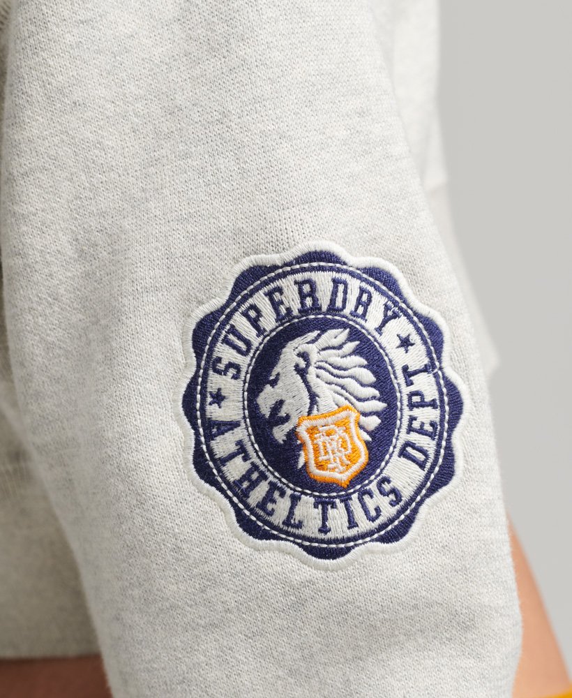 Womens Organic Cotton Varsity Crop Cotton Crew Jumper in Athletic