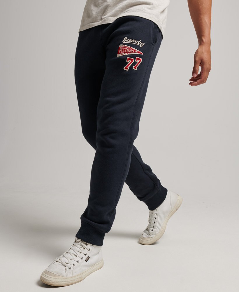 Mens College Logo Slim Fit Cuffed Joggers in Eclipse Navy Superdry UK