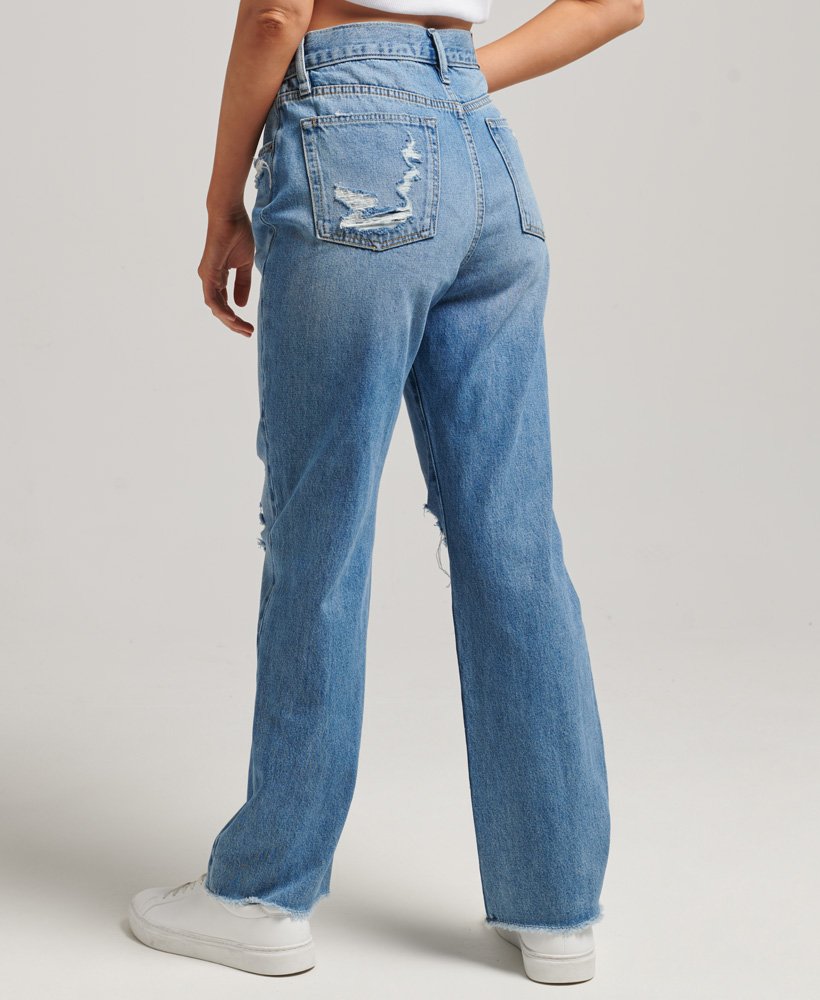 Womens - High Rise Straight Jeans in Mid Blue Vintage | Superdry UK