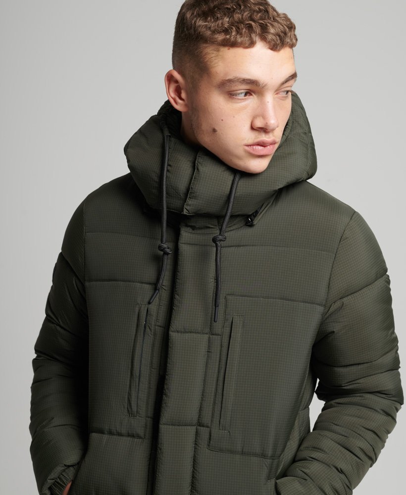 Mens - Ripstop Longline Puffer Jacket in Green | Superdry