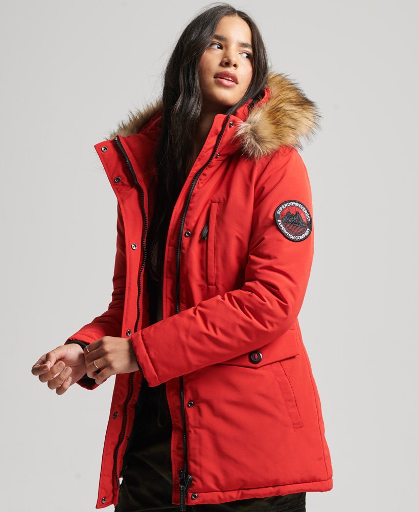 Mindre Lave vare Womens - Hooded Everest Faux Fur Parka Coat in Red | Superdry UK