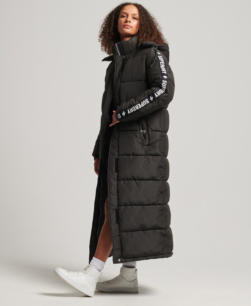 Longline Puffer Graphic Coat Hooded