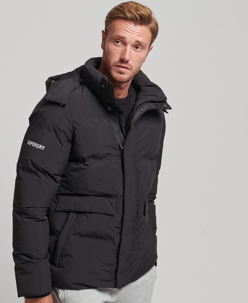 Mens - Short Boxy Puffer Jacket in Black | Superdry