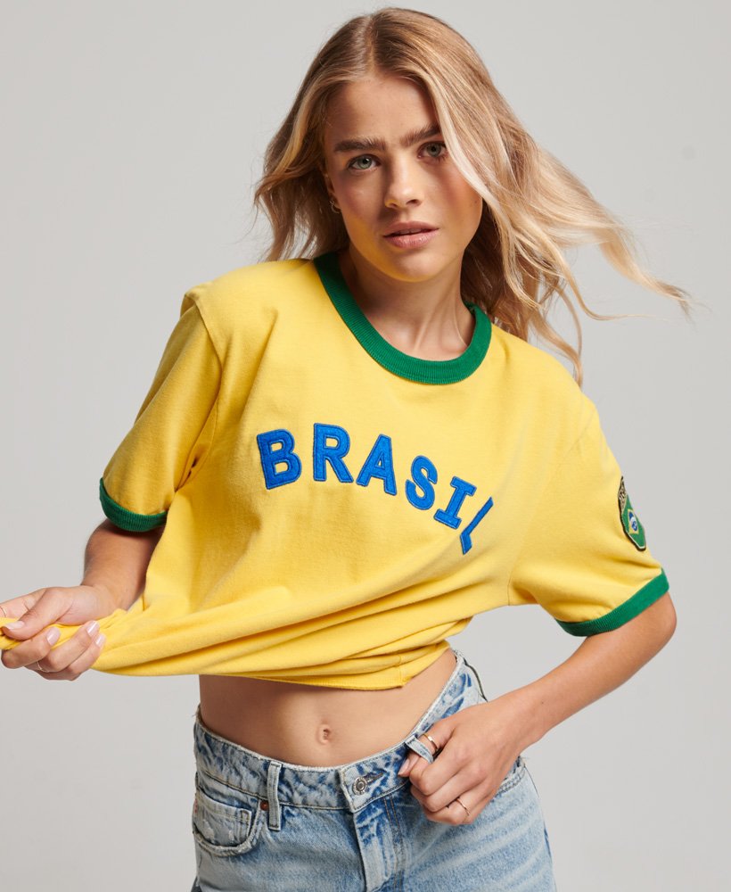 Superdry Ringspun Football Brazil Matchday T-shirt Yellow