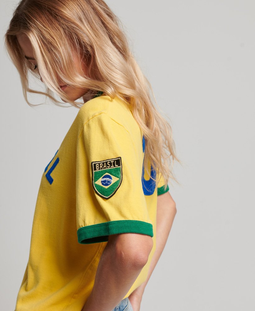 Superdry Ringspun Football Brazil Matchday T-shirt Yellow / Springs Yellow  in Grey
