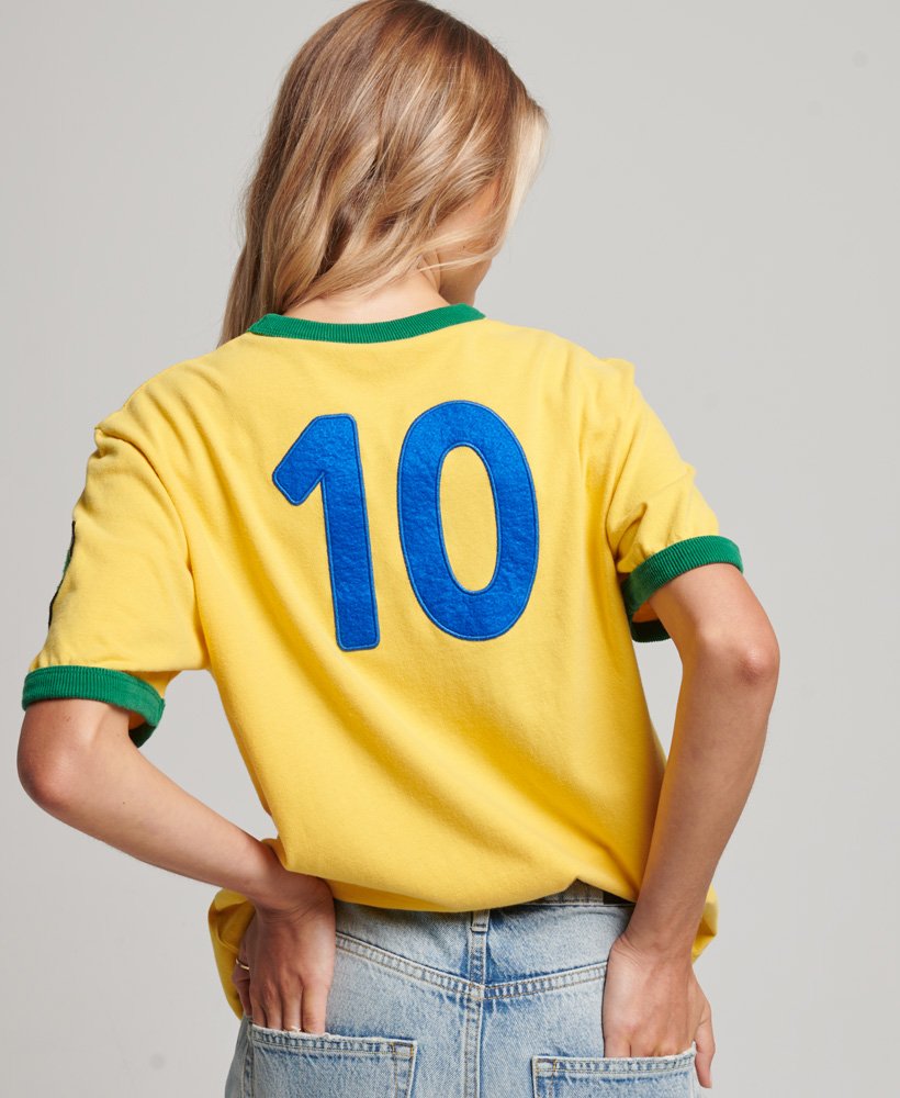 Women's Ringspun Football Brazil Matchday T-Shirt in Springs Yellow
