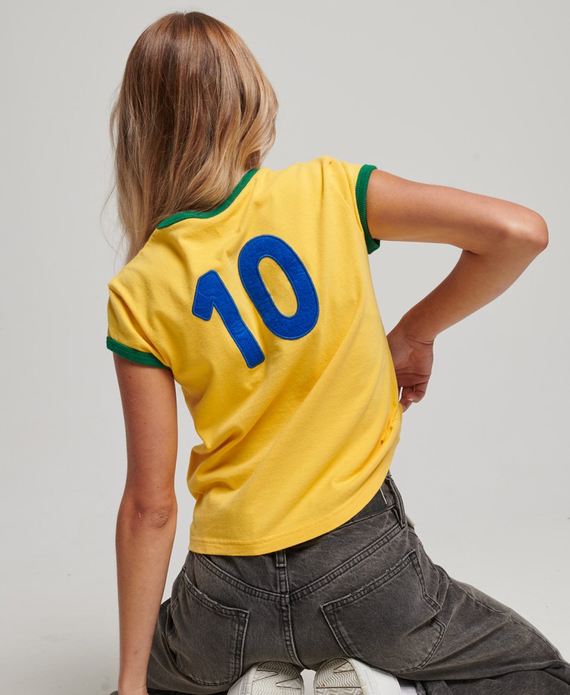 Women's - Ringspun Football Brazil Matchday Cap T-Shirt in Springs Yellow
