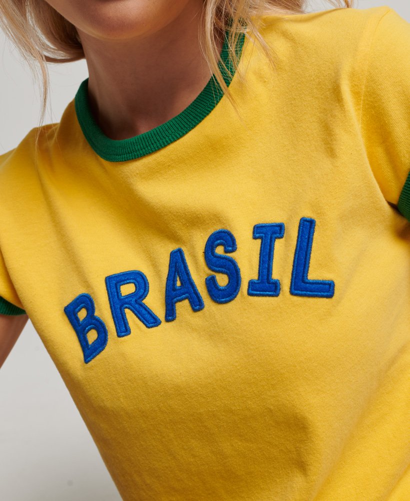 Superdry RINGSPUN FOOTBALL BRAZIL - Print T-shirt - springs yellow/yellow -  Zalando.de