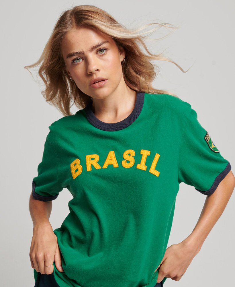 Women's Ringspun Football Brazil Matchday T-Shirt in Bowling Green