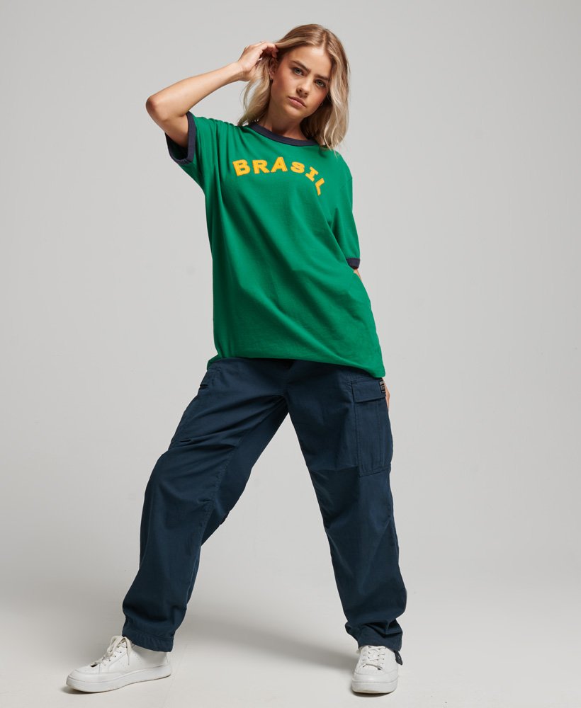 Women's Ringspun Football Brazil Matchday T-Shirt in Bowling Green