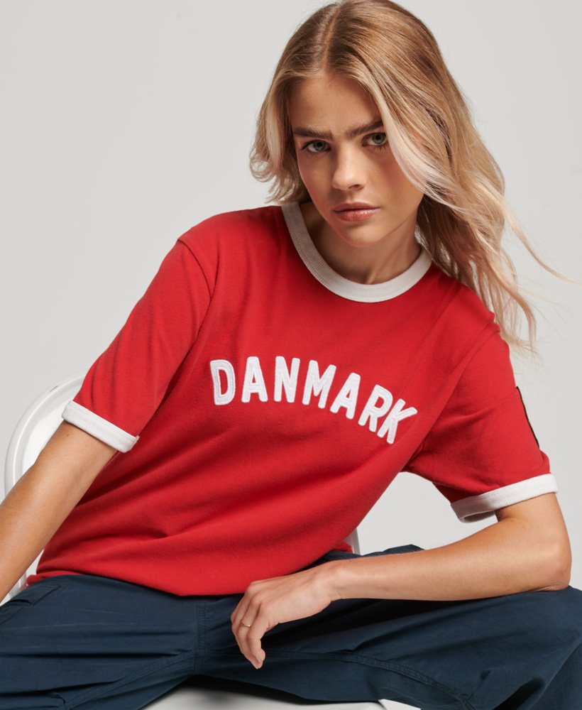 Women's Ringspun Football Denmark Matchday T-Shirt in Varsity Red