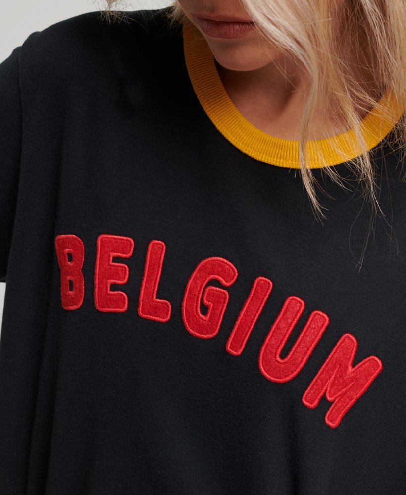 Women's Ringspun Football Belgium Matchday T-Shirt in Jet Black