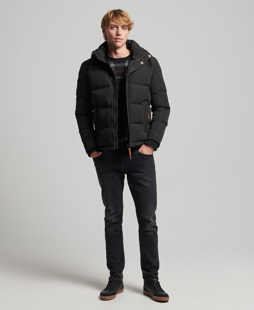 HOODED PUFFER JACKET - Black