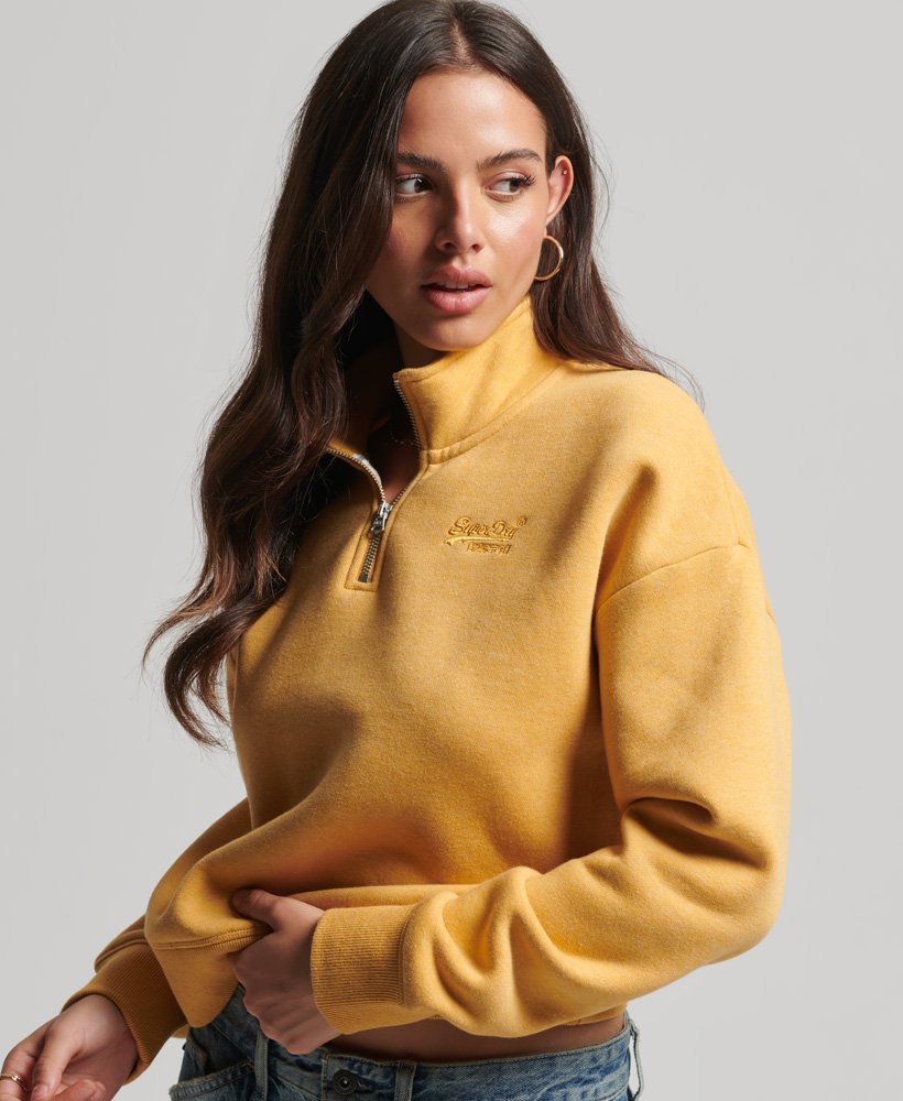 Womens - Organic Cotton Vintage Logo Henley Sweatshirt in Yellow | Superdry