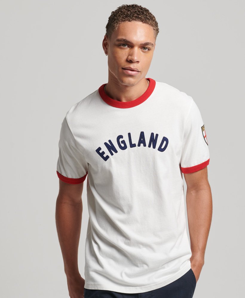 Mens - Superdry x Ringspun Football England T-Shirt in Winter White