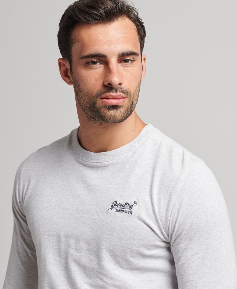 Men's - Organic Cotton Essential Logo Long Sleeved Top in Glacier Grey ...