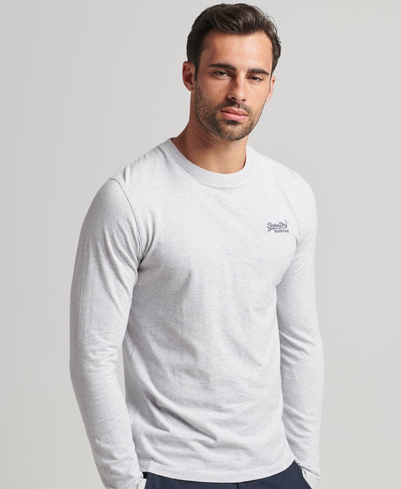 Men's - Organic Cotton Essential Logo Long Sleeved Top in Glacier Grey ...