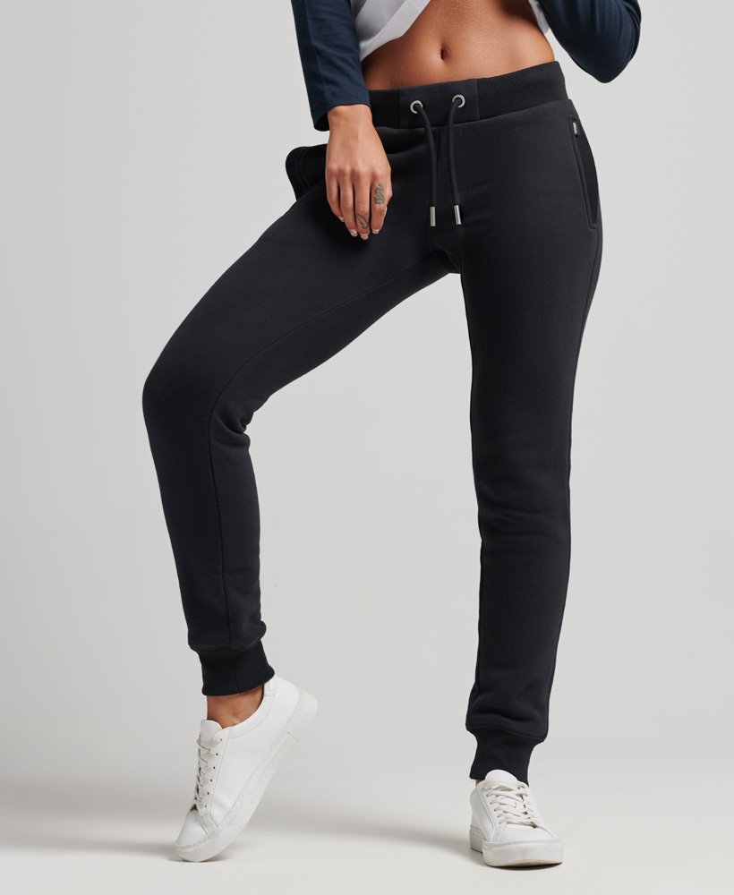 Womens - Organic Cotton Vintage Logo Embroidered Joggers in Black | Superdry UK
