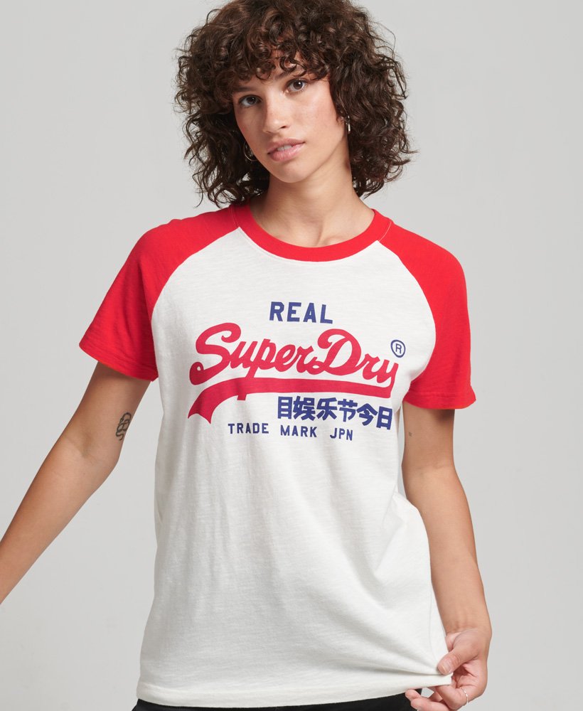 Logo Women\'s | Superdry Winter US Vintage Heritage in White/flare T-Shirt Red