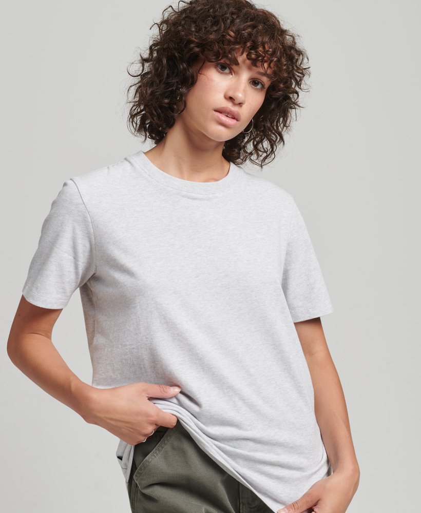 Women's Organic Cotton Vintage Logo Embroidered T-Shirt in Glacier Grey  Marl | Superdry US