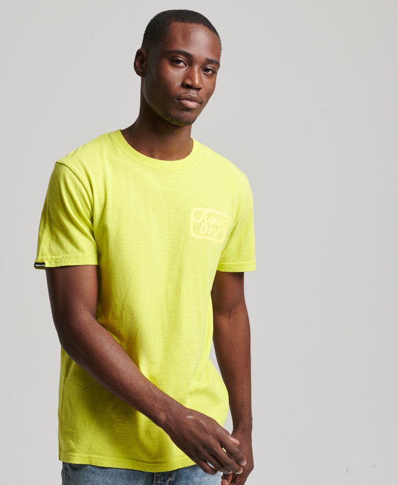 Mens - Vintage Brand Mark Neon T-Shirt in Lemon Tonic Slub | Superdry UK