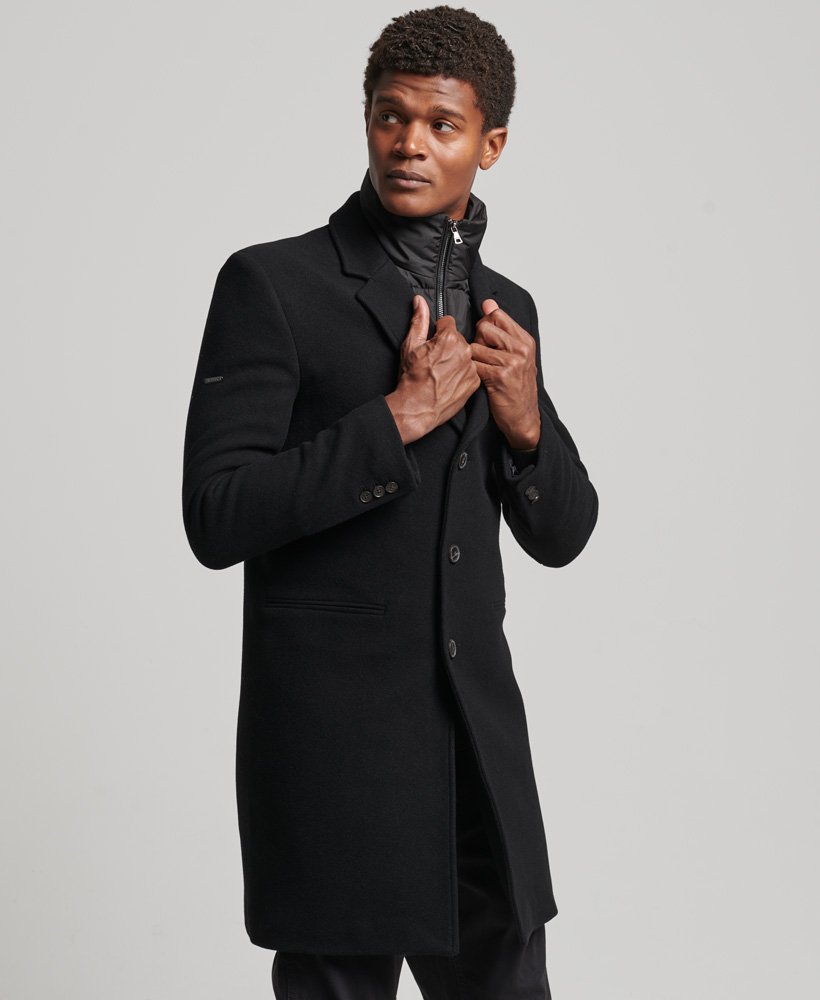 textuur item Depressie Mens - Detachable Lining Wool Town Coat in Black | Superdry
