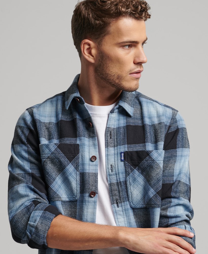 Men's - Vintage Check Overshirt in Workwear Blue Ombre | Superdry UK