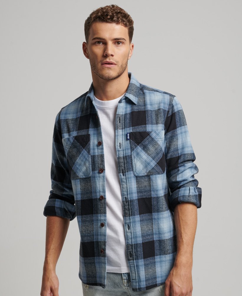 Men's Vintage Check Overshirt in Workwear Blue Ombre | Superdry US