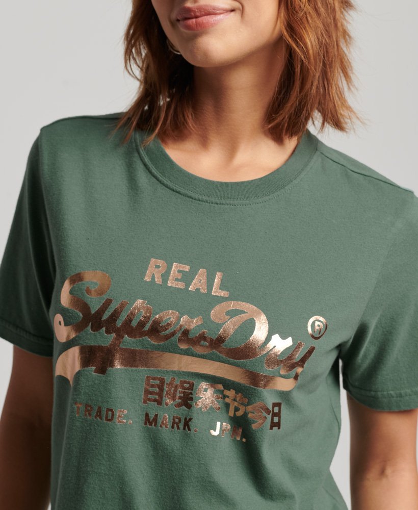 Womens - Vintage Green Embellished UK T-shirt Logo Drius | in Superdry