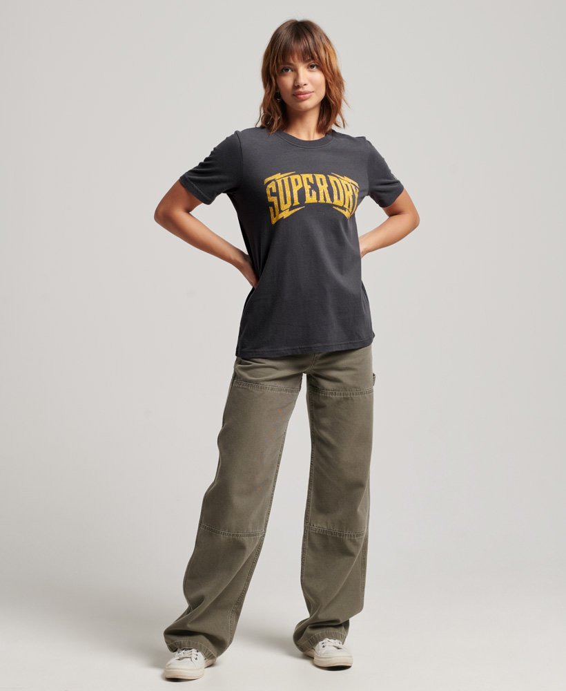 Womens - Vintage Embellished T-Shirt in Charcoal | Superdry UK