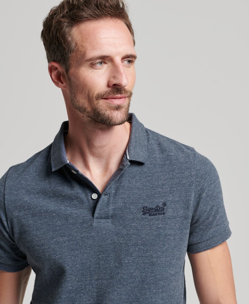 Men's Classic Pique Polo Shirt in Navy Marl | Superdry US