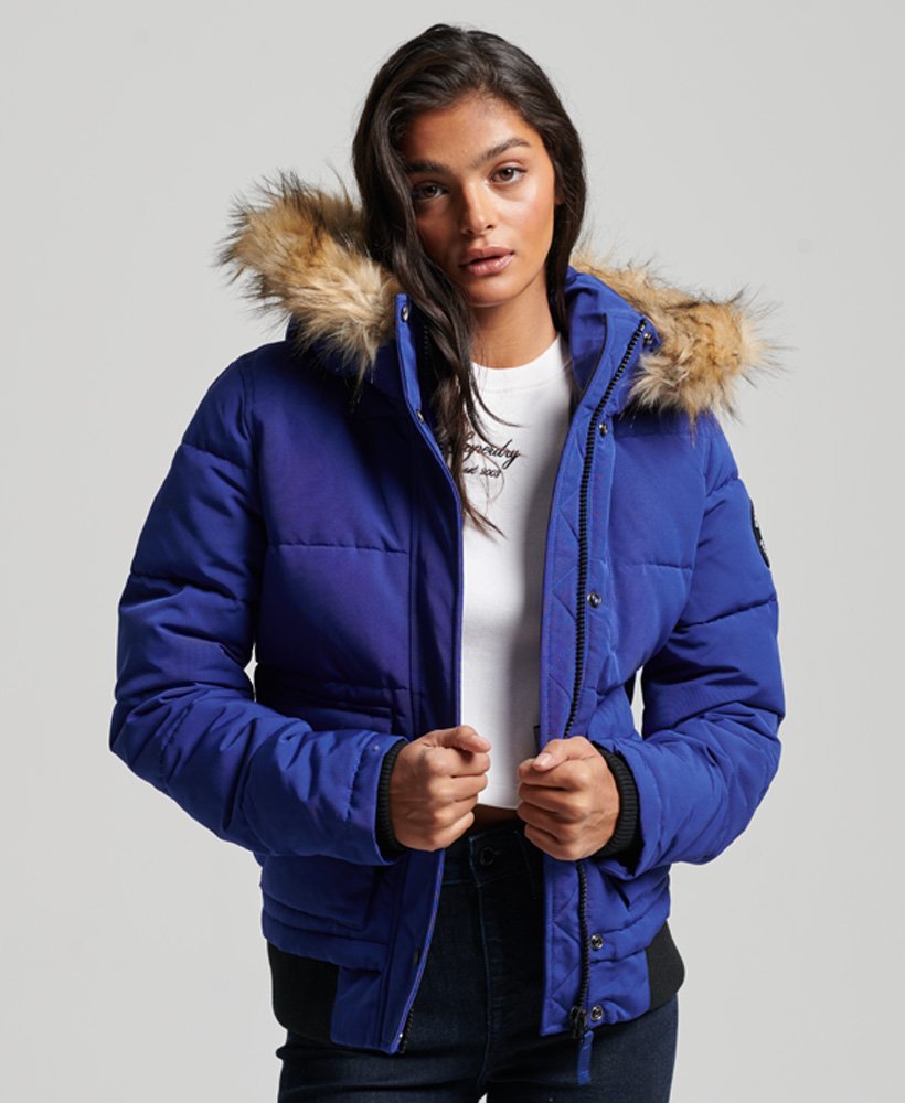 Femme Bomber doudoune capuche Everest Cobalt Superdry FR