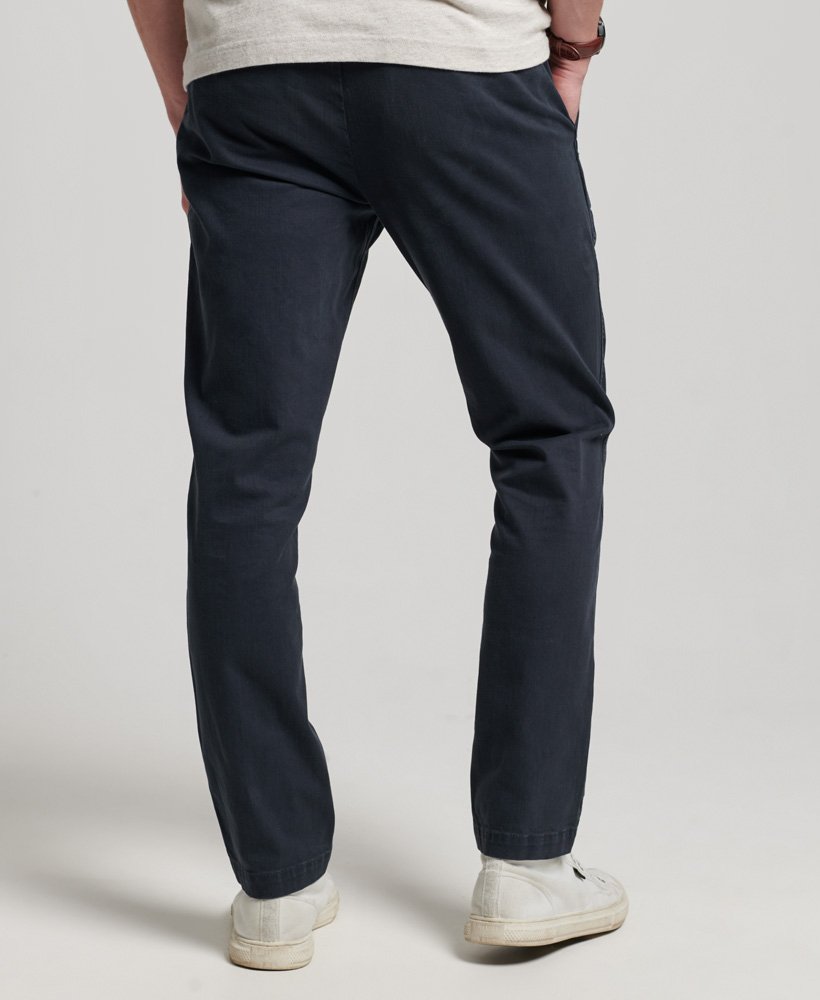 Mens - Officers Slim Chino Trousers in Navy | Superdry UK