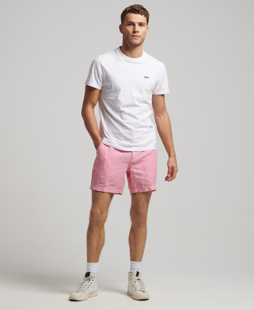 Men's - Overdyed Linen Shorts in Fuchsia Pink | Superdry UK