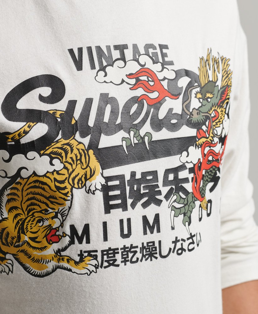 Men's Vintage Logo Narrative T-Shirt in Ecru
