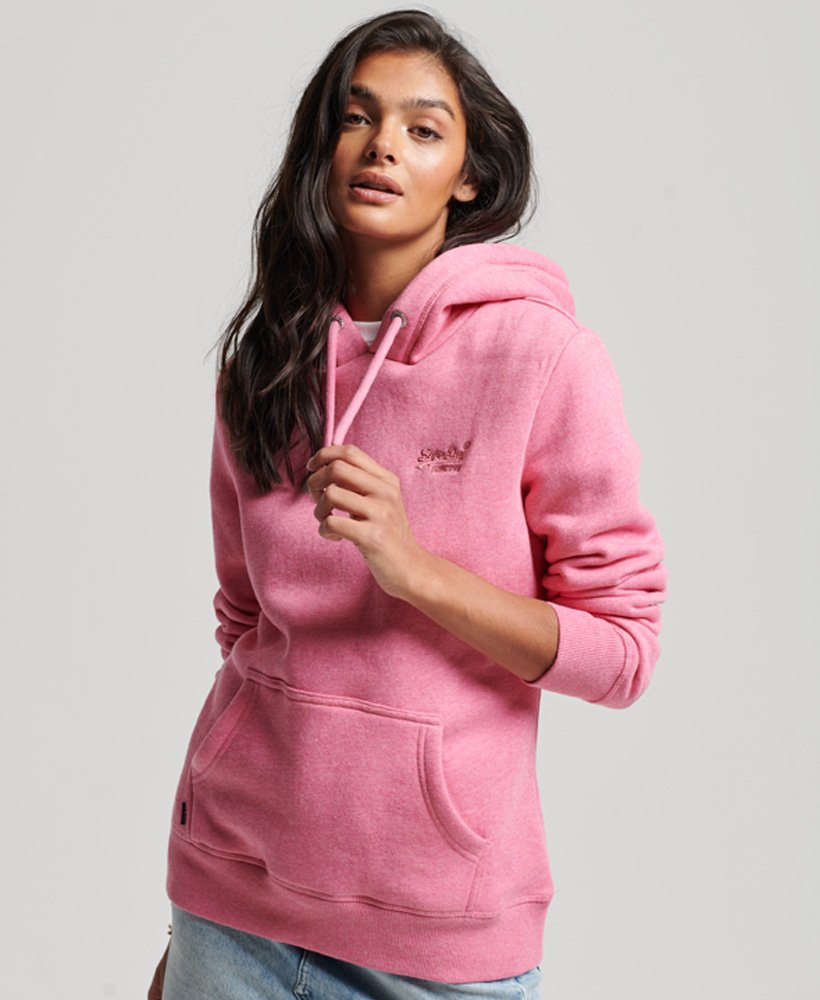 Womens - Vintage Logo Embroidered Hoodie in Blossom Pink Marl | Superdry UK