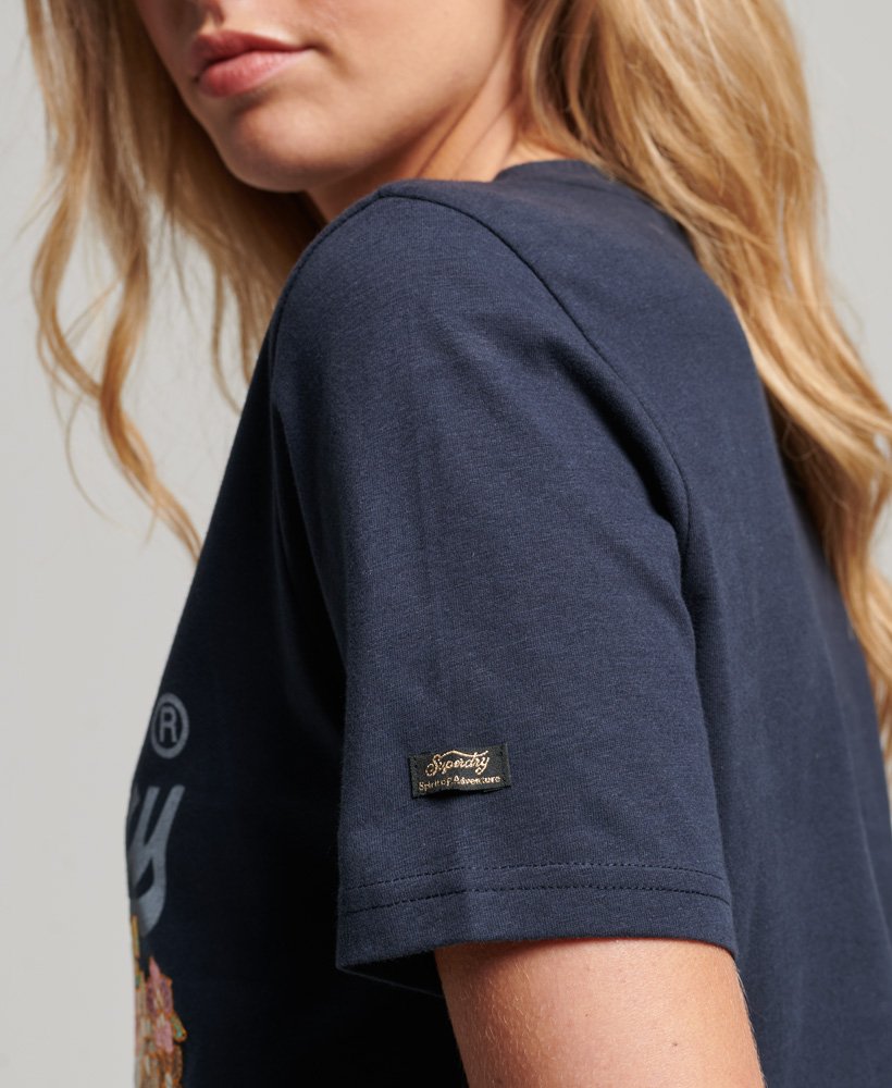 Womens - Vintage Logo Premium Floral T-Shirt in Eclipse Navy | Superdry UK