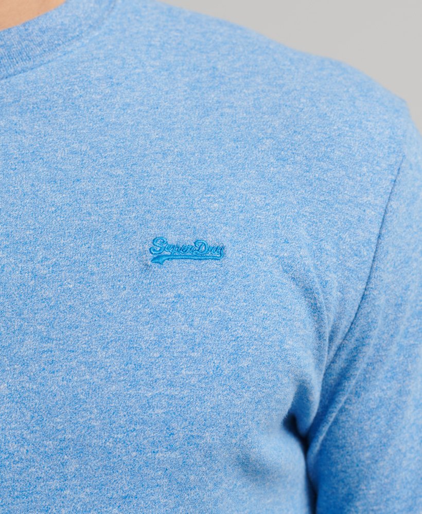 Men's Vintage Logo Embroidered Henley Top in Fresh Blue Grit