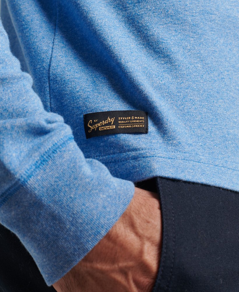 Men's - Vintage Logo Embroidered Henley Top in Fresh Blue Grit