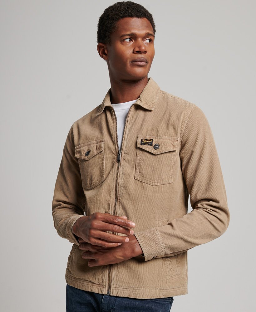 Men's - Micro Cord Overshirt in Canyon Sand Brown | Superdry UK